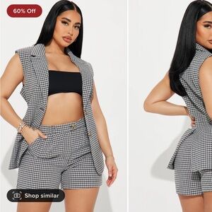 Short sleeve Blazer shirt and bottom set size Med